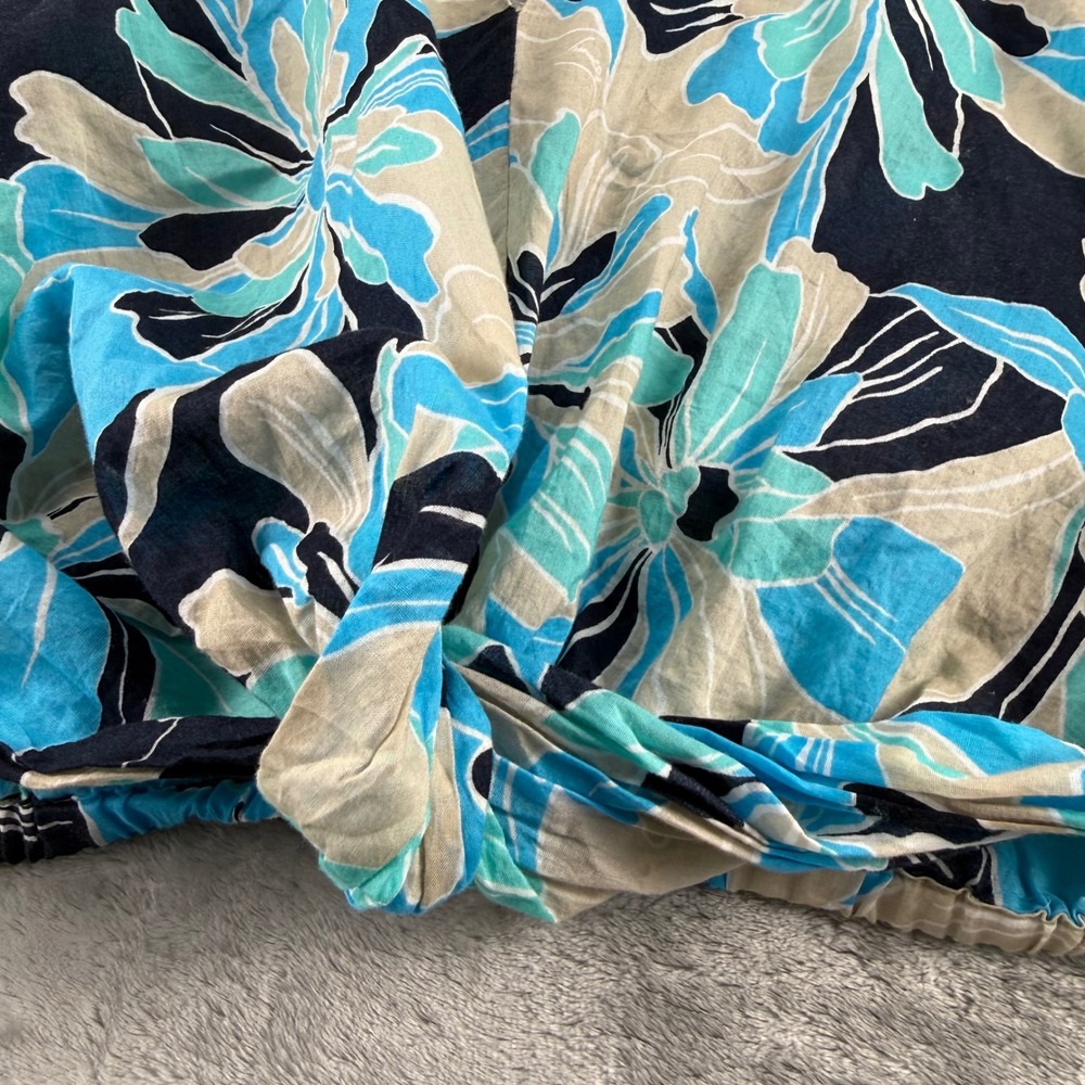Tommy Hilfiger Floral Front Knot Cropped Top Blue Tropical Cotton Coastal Cruise - Picture 5 of 16